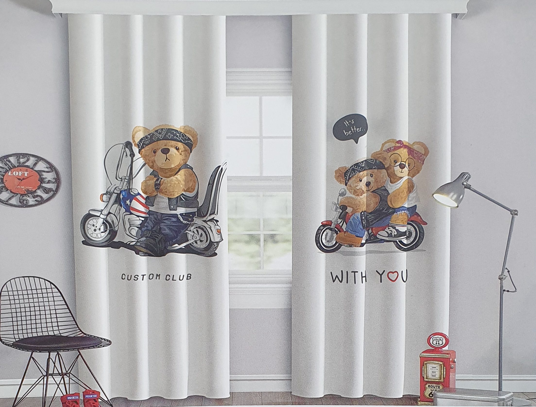 linen-printed-curtain-bear-7 پرده کتان چاپی اتاق کودک طرح خرس 7