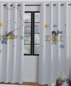 پرده کتان چاپی اتاق کودک طرح پرواز 6