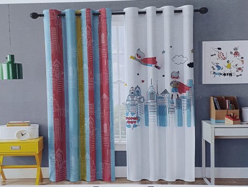 پرده کتان چاپی اتاق کودک طرح پسرانه 9