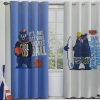 پرده کتان چاپی اتاق کودک طرح اسپرت 2