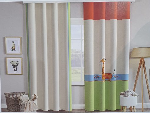 پرده چاپی اتاق کودک طرح زرافه 2